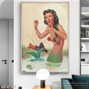 Tranh khỏa thân nghệ thuật tắm sông