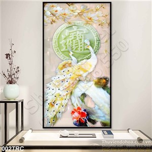 Tranh giả ngọc chim công trang trí Tết
