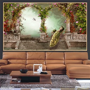 Tranh chim công trang trí phòng khách