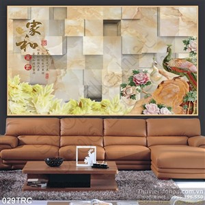 Tranh giả ngọc chim công trang trí tường