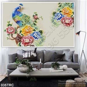 Tranh chim công giả ngọc treo tường độc đáo