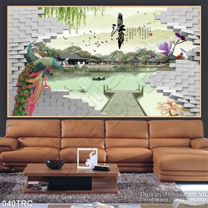 Tranh chim công trang trí tường đẹp