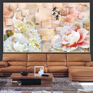 Tranh giả ngọc chim công thư pháp