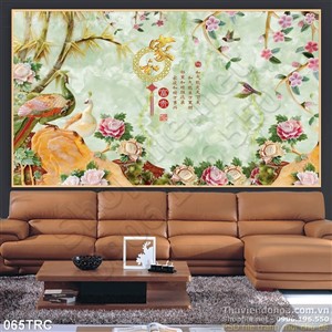 Tranh chim công giả ngọc trang trí tường