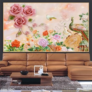 Tranh chim công giả ngọc trang trí tường