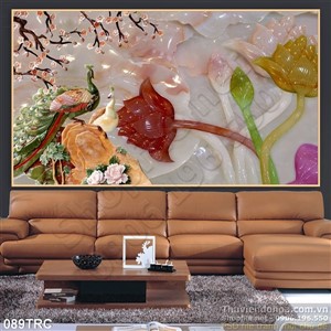 Tranh chim công giả ngọc trang trí tường