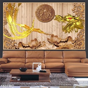 Tranh Rồng và phượng điêu khắc trang trí