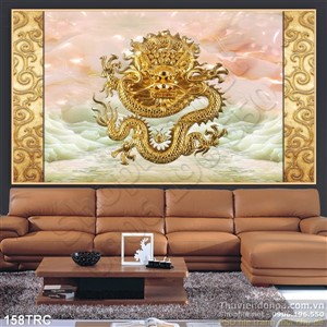 Tranh Rồng điêu khắc trang trí tường phòng khách