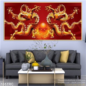 Tranh Rồng điêu trang trí phòng khách