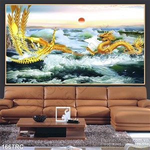Tranh Rồng và chim phượng trên biển