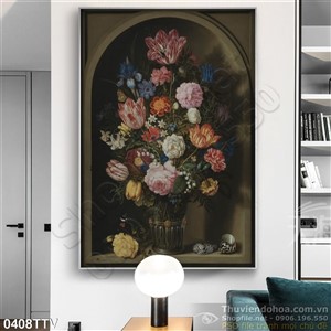 Tranh tĩnh vật hoa quả sơn dầu treo tường phòng ăn