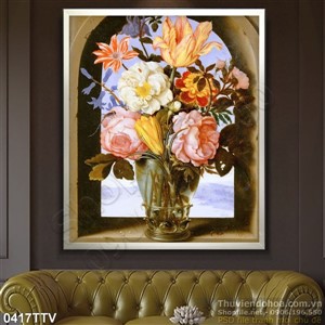 Tranh tĩnh vật hoa quả sơn dầu treo tường