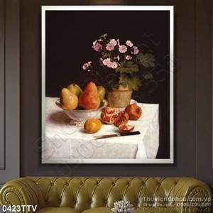 Tranh tĩnh vật hoa quả sơn dầu nghê thuật