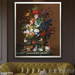 Tranh tĩnh vật hoa quả sơn dầu treo tường phòng ăn