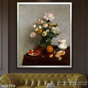 Tranh tĩnh vật hoa quả sơn dầu độc đáo