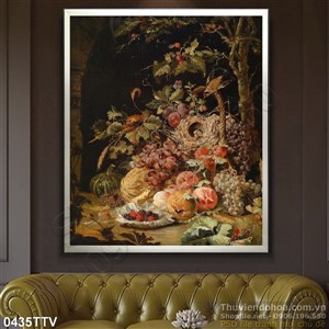 Tranh tĩnh vật hoa quả sơn dầu trang trí phòng bếp đẹp