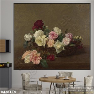 Tranh tĩnh vật hoa quả sơn dầu treo tường