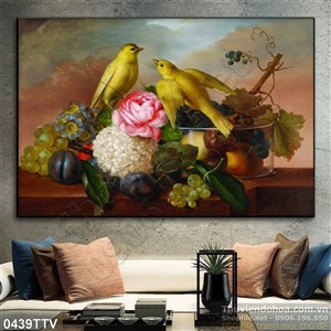 Tranh tĩnh vật hoa quả sơn dầu trang trí phòng ăn