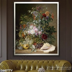 Tranh tĩnh vật hoa quả sơn dầu trang trí phòng khách