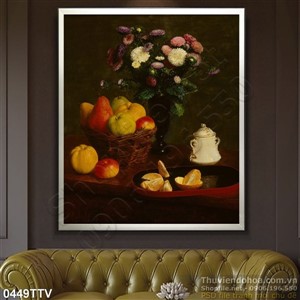 Tranh tĩnh vật hoa quả sơn dầu treo tường đẹp