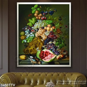 Tranh tĩnh vật hoa quả sơn dầu trang trí nhà bếp