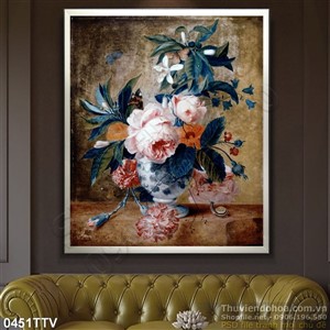 Tranh tĩnh vật hoa quả sơn dầu trang trí phòng khách