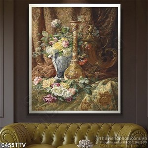 Tranh tĩnh vật hoa quả sơn dầu treo tường