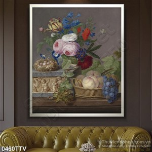 Tranh tĩnh vật hoa quả sơn dầu treo tường