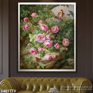 Tranh tĩnh vật hoa quả sơn dầu trang trí phòng khách
