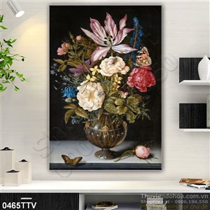 Tranh tĩnh vật hoa quả sơn dầu treo tường