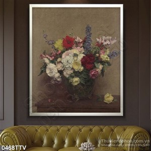 Tranh tĩnh vật hoa quả sơn dầu trang trí tường