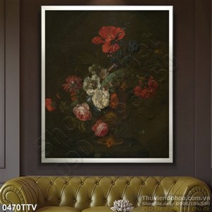 Tranh tĩnh vật hoa quả sơn dầu trang trí phòng ngủ