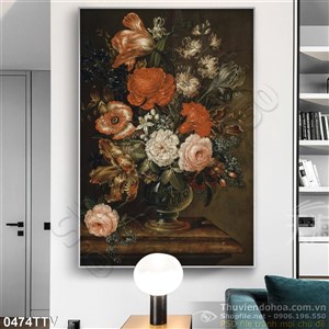 Tranh tĩnh vật hoa quả sơn dầu treo tường