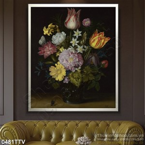 Tranh tĩnh vật hoa quả sơn dầu treo tường đep