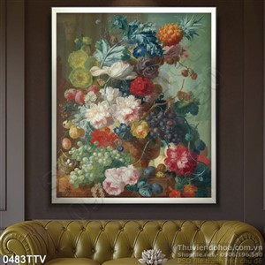 Tranh tĩnh vật hoa quả sơn dầu trang trí phòng ăn