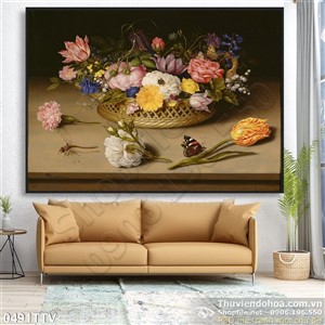 Tranh tĩnh vật hoa quả sơn dầu đẹp