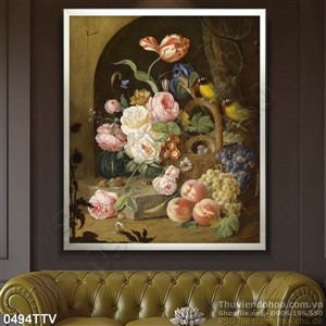 Tranh tĩnh vật hoa quả sơn dầu trang trí nghệ thuật