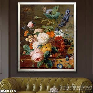 Tranh tĩnh vật hoa quả sơn dầu trang trí phòng ăn