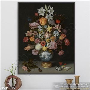 Tranh tĩnh vật hoa quả sơn dầu treo tường phòng ăn