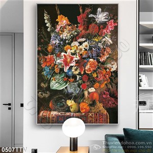 Tranh tĩnh vật hoa quả sơn dầu trang trí phòng ăn