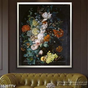 Tranh tĩnh vật hoa quả sơn dầu trang trí phòng khách
