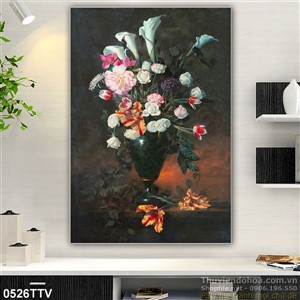 Tranh tĩnh vật hoa quả sơn dầu trang trí tường