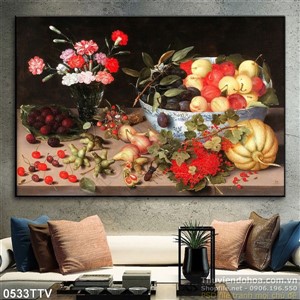Tranh tĩnh vật hoa quả sơn dầu trang trí phòng bếp