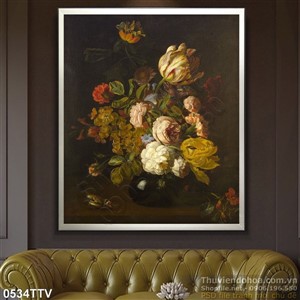 Tranh tĩnh vật hoa quả sơn dầu trang trí tường