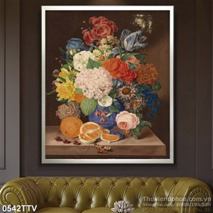 Tranh tĩnh vật hoa quả sơn dầu trang trí bếp