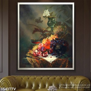 Tranh tĩnh vật hoa quả sơn dầu treo tường đẹp