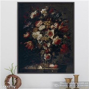 Tranh tĩnh vật hoa quả sơn dầu treo tường