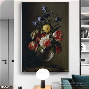 Tranh tĩnh vật hoa quả sơn dầu treo tường phòng khách