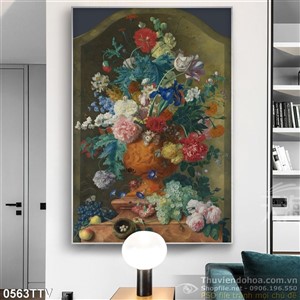 Tranh tĩnh vật hoa quả sơn dầu trang trí phòng khách