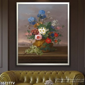 Tranh tĩnh vật hoa quả sơn dầu treo tường